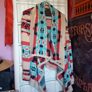 Navajo print oversized knit sweater